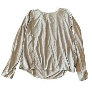 Athleta Girl Longsleeve Shirt XL / 14 Gray Pleated Back Thumbholes Preppy Stripe
